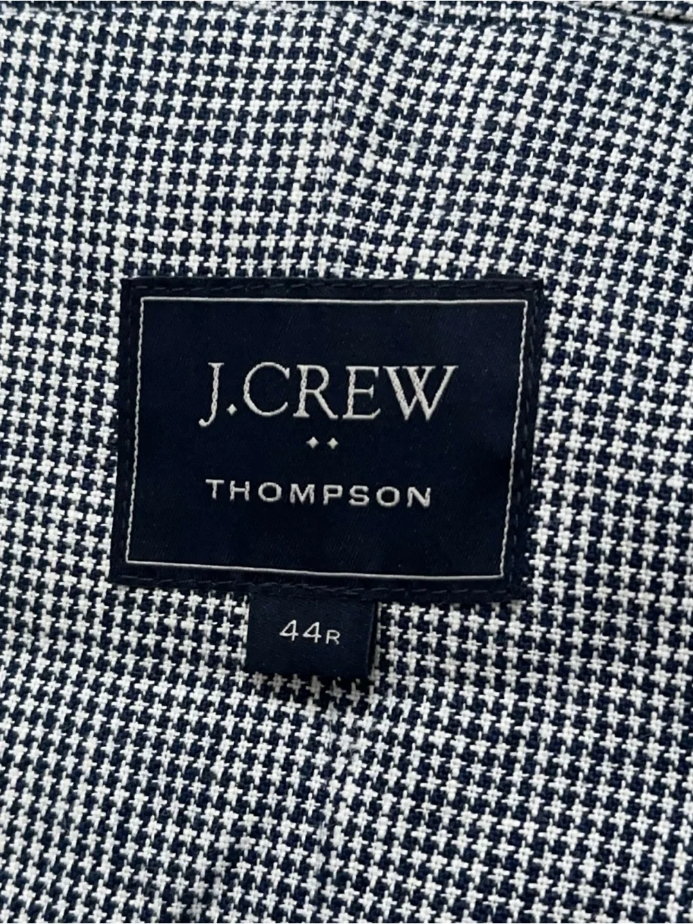 J.Crew Thompson Blazer Jacket Mens 44R Unconstructued Linen Houndstooth Gray NEW